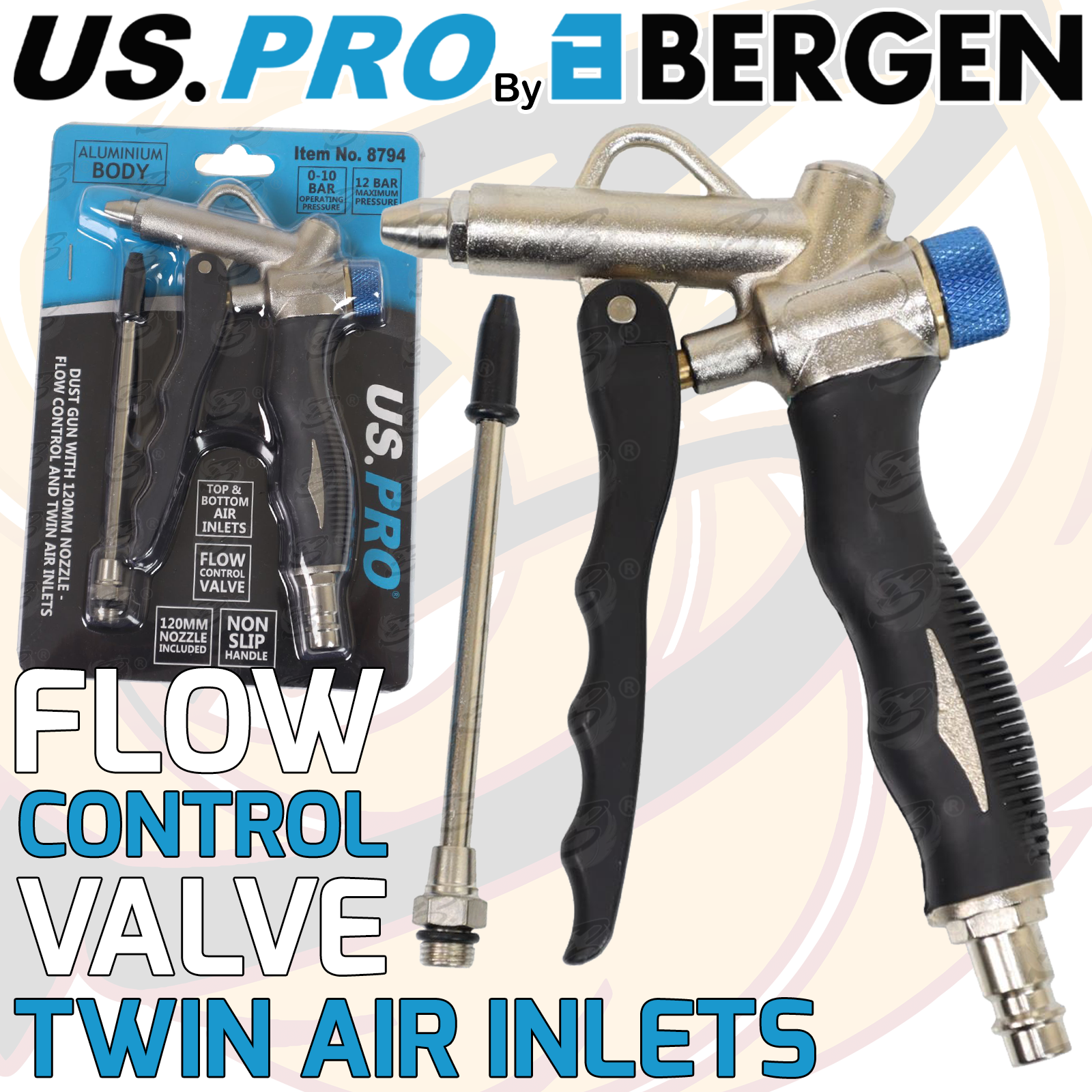 US Pro Dust Gun With 120mm Nozzle - Flow Control And Twin Air Inlets ( 8794 )