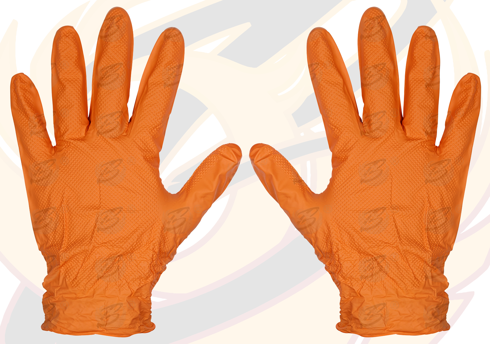 Rockhold Heavy Duty Orange 8 Mil Nitrile Diamond Grip Gloves ( Large - 100 Gloves ) 90013 / L ( 1 BOX )