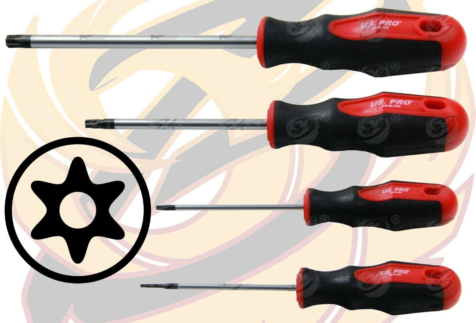 US Pro 12 Piece Magnetic Tamperproof Torx Screwdrivers T6 - T45 ( 1545 )