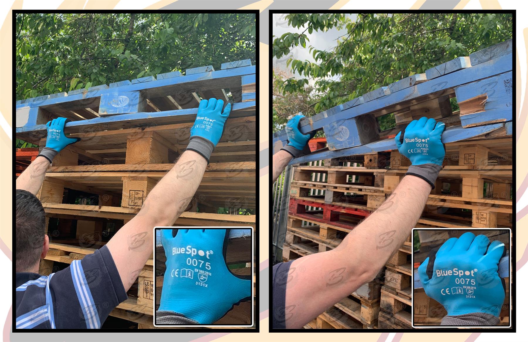 BLUESPOT LATEX WATER RESISTANT WORK GLOVES ( x 12 PAIRS ) ( L )