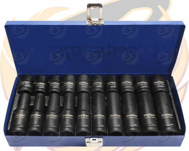 BLUESPOT 20PCS 1/2" DRIVE 6 POINT DEEP & SHALLOW IMPACT SOCKETS 10MM - 19MM