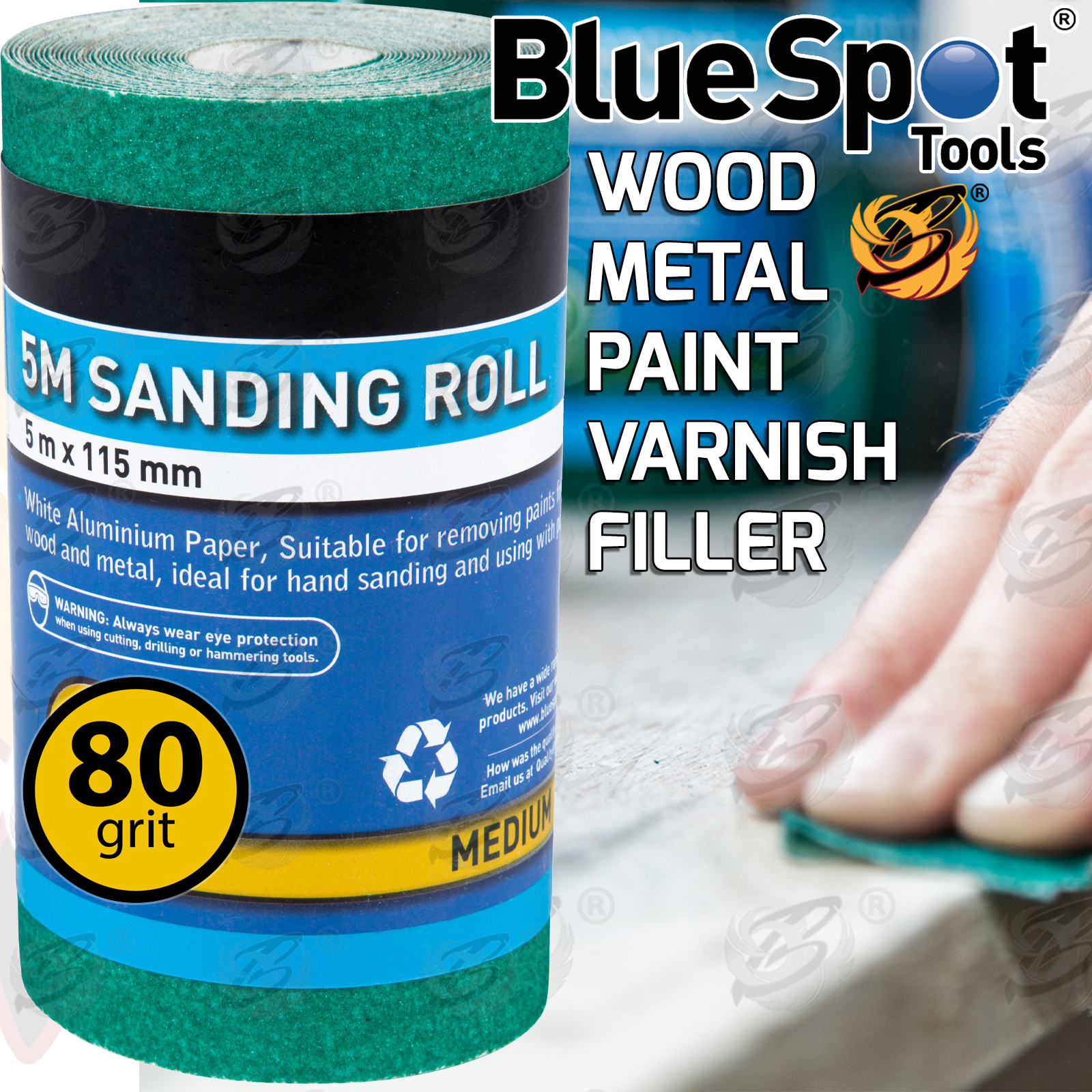 BlueSpot 80 Grit Sanding Roll ( 5M x 115mm ) ( 1 Rolls ) ( 19858 ( x 1 ) )