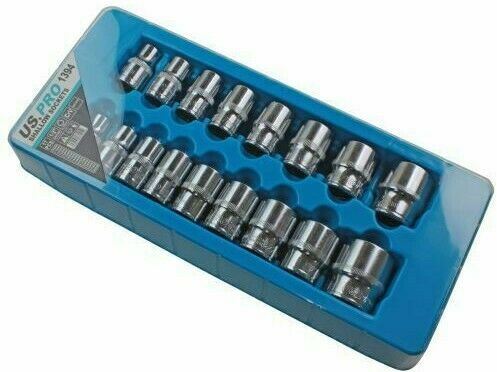 US PRO 17PCS 1/2" DRIVE 6 POINT SHALLOW SOCKETS 10MM - 30MM