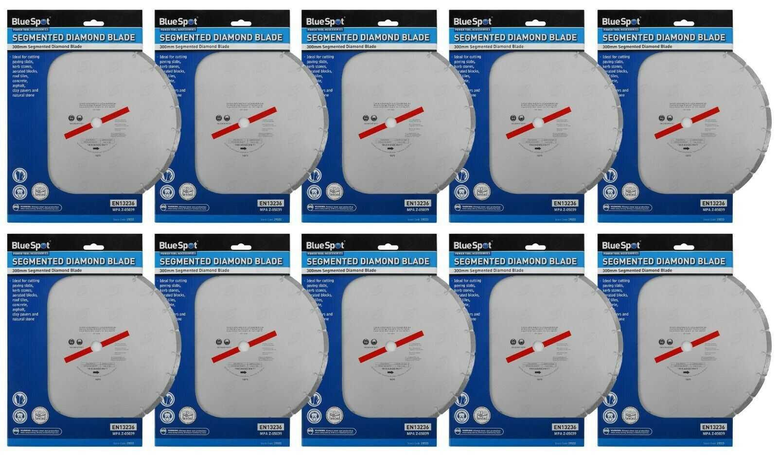 BLUESPOT 12" ( 300MM ) DIAMOND CUTTING DISC ( x 10 )