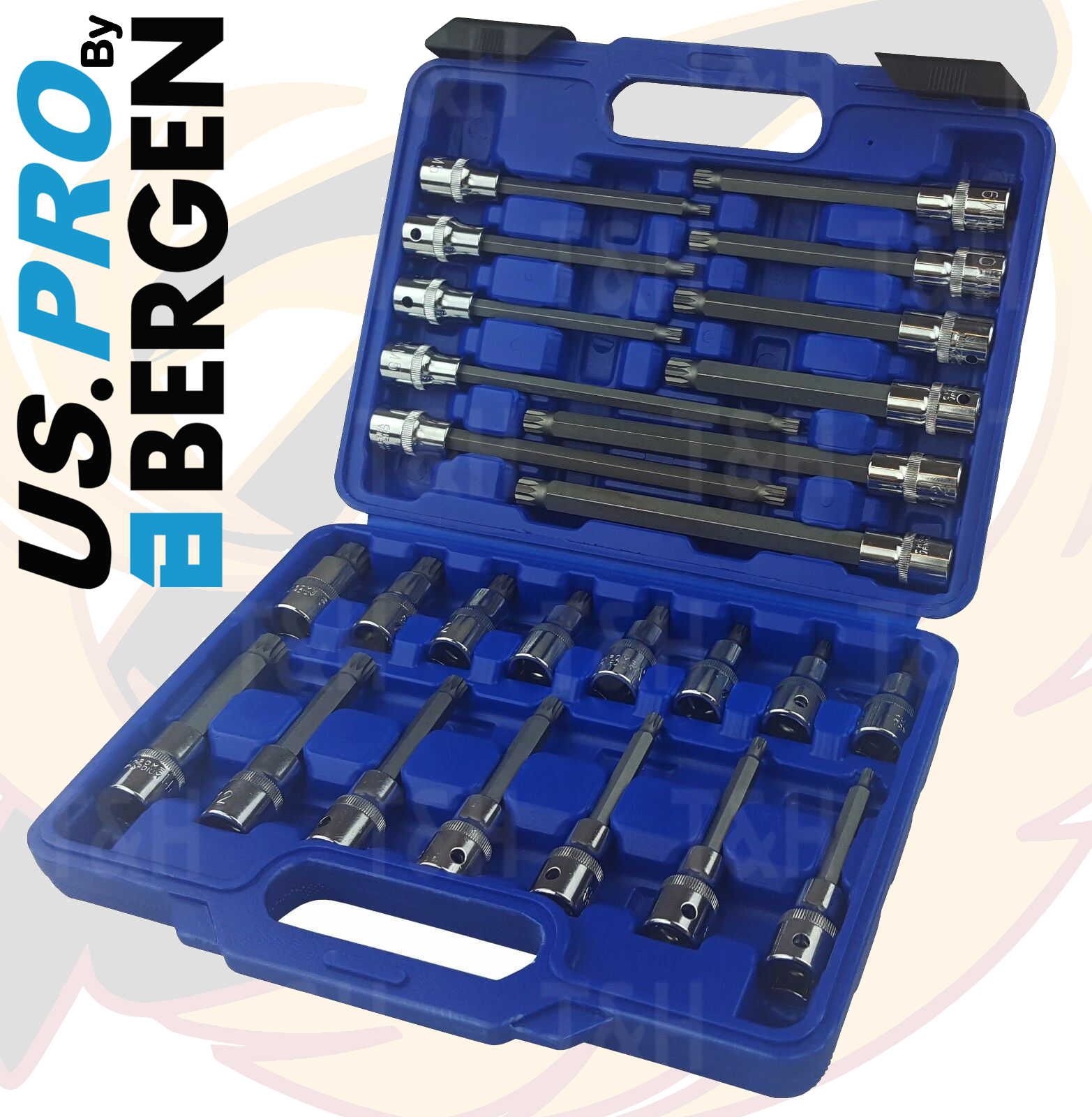 US Pro 26 Piece 1/2" Drive Spline Bit Sockets M5 - M16 3405