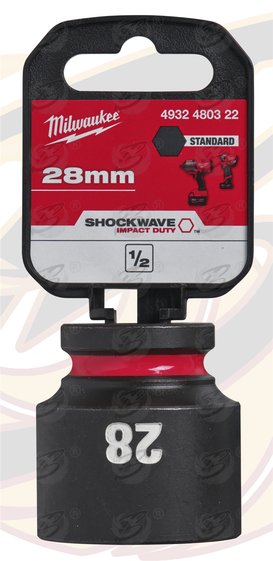 Milwaukee 28mm 1/2" Drive 6 Point Shallow Impact Socket ( Single ) ( 4932480322 )