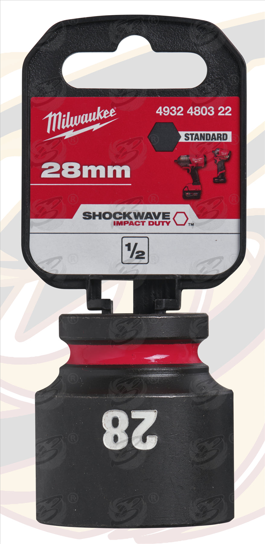 MILWAUKEE 28MM 1/2" DRIVE 6 POINT SHALLOW IMPACT SOCKET ( SINGLE )