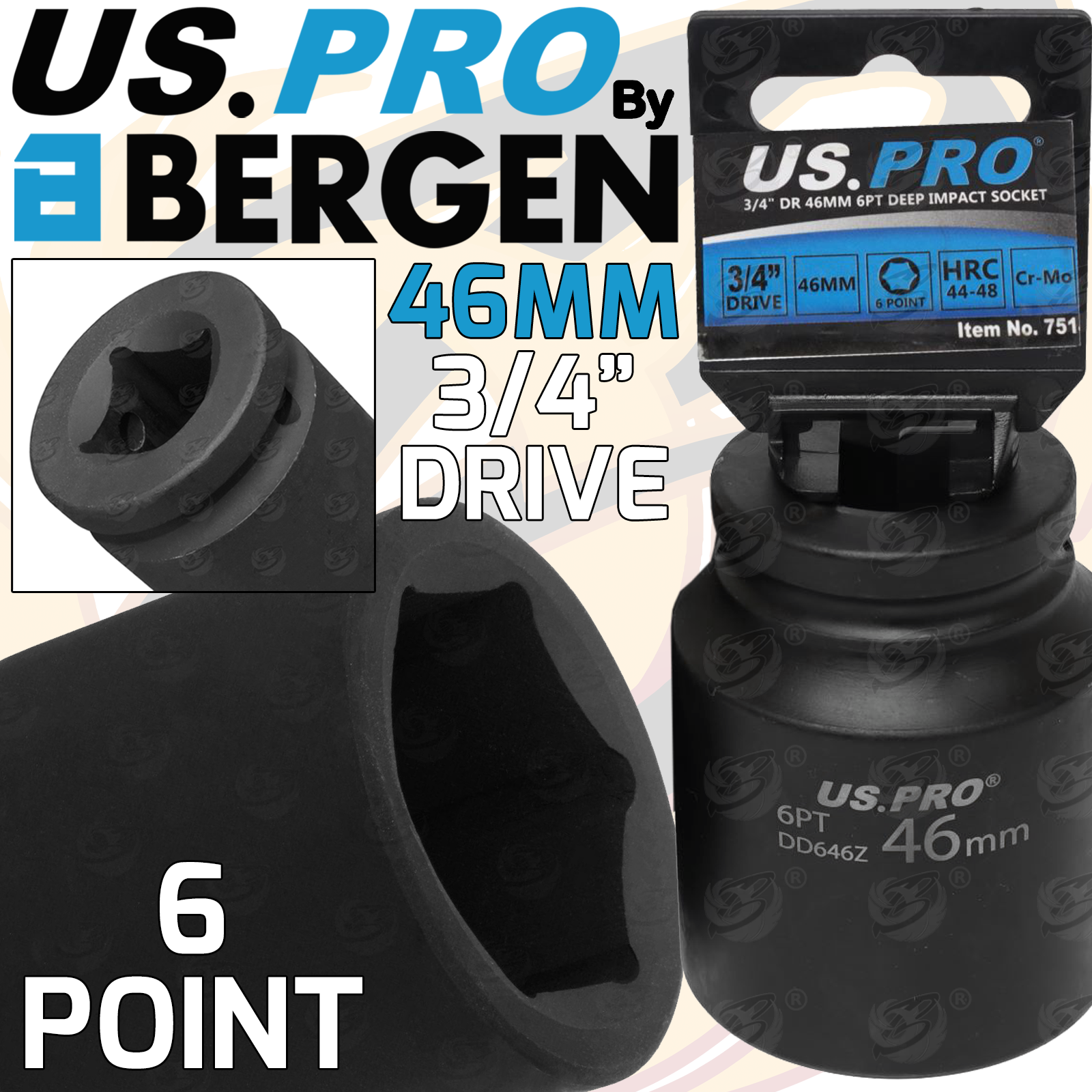 US Pro 46mm 3/4" Drive 6 Point Deep Impact Socket ( 7514 )