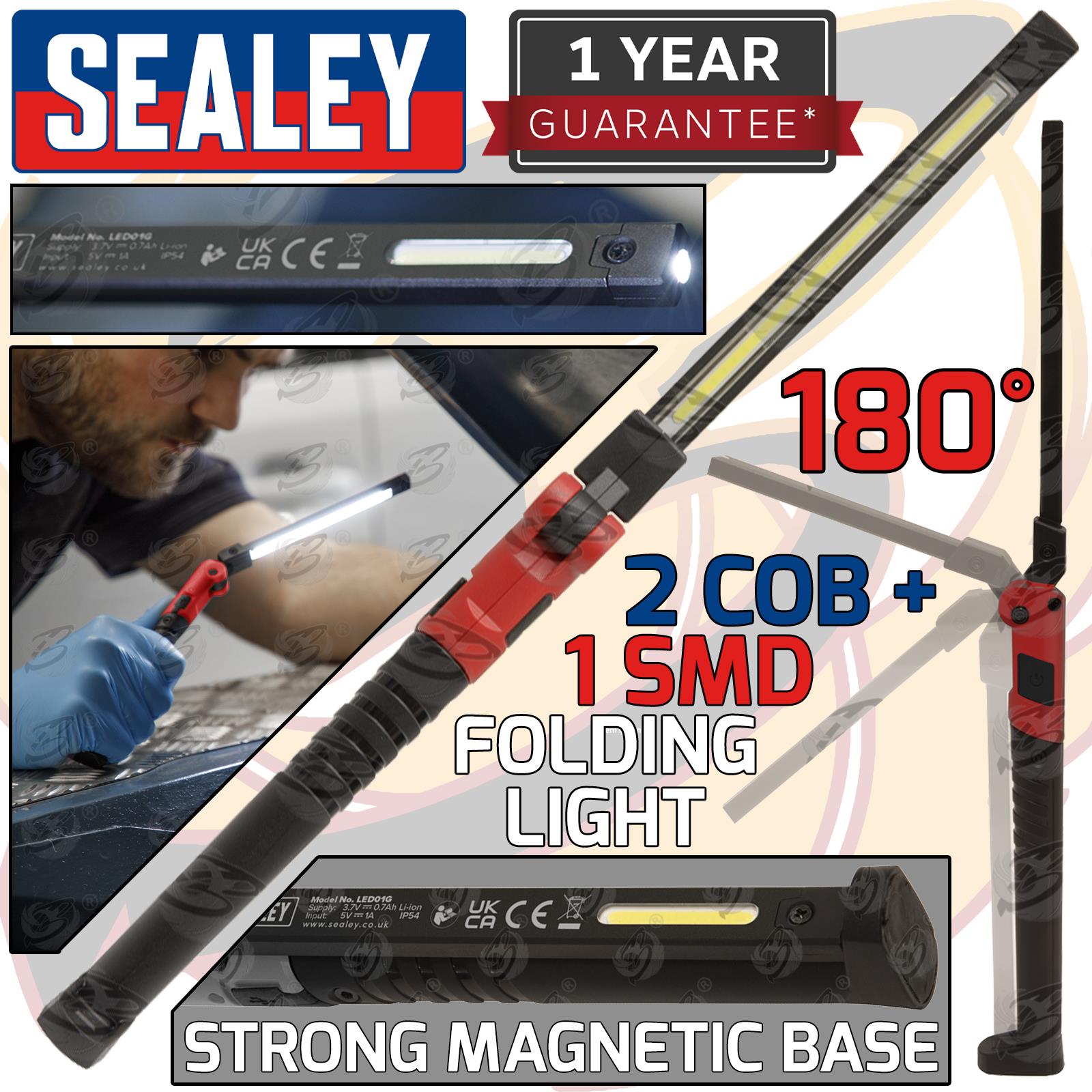 SEALEY RECHARGEABLE SMD LED LI - ION WORK LIGHT ( RED )