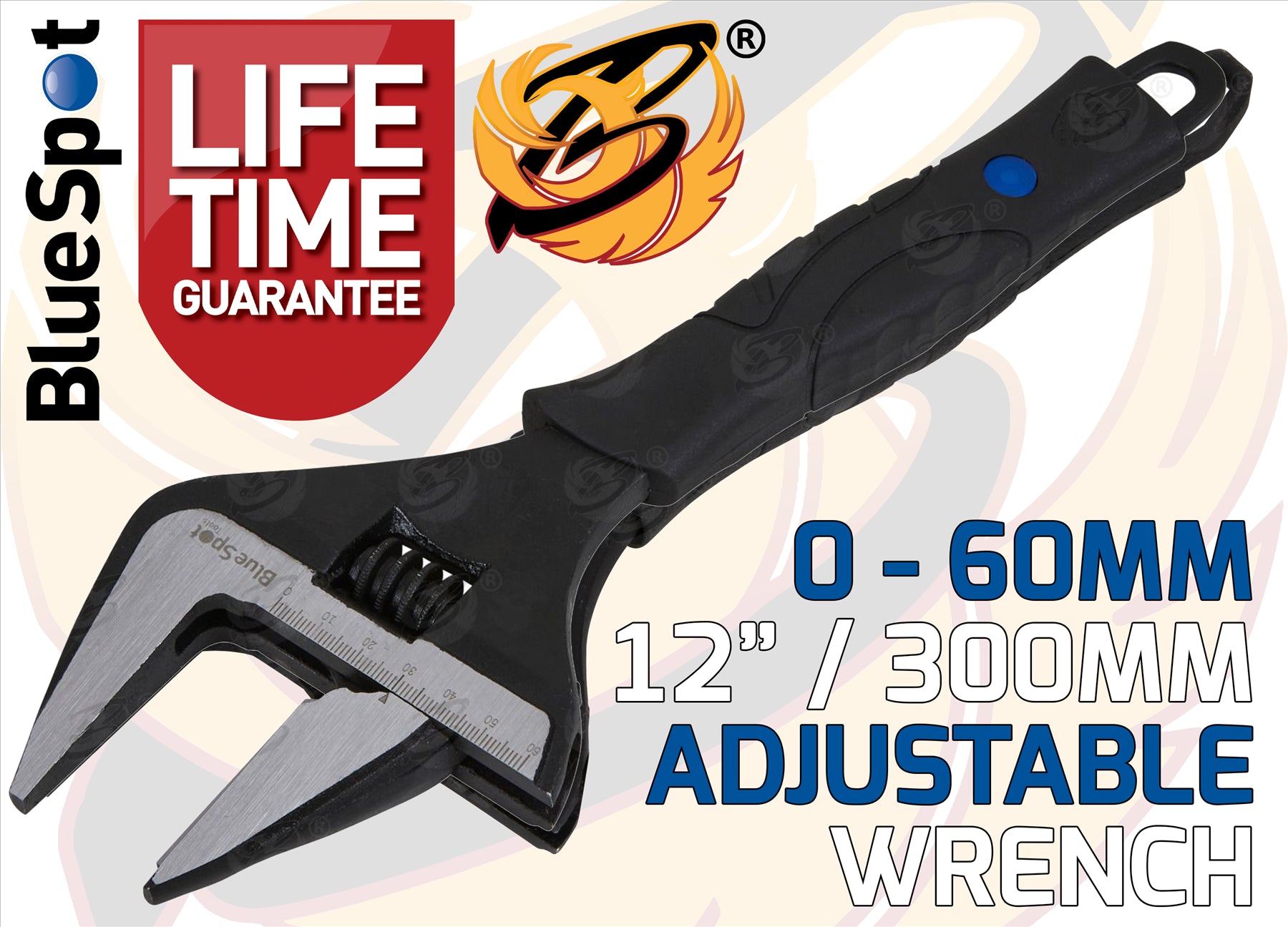 BLUESPOT 12" WIDE JAW ADJUSTABLE WRENCH ( 0 - 60MM )