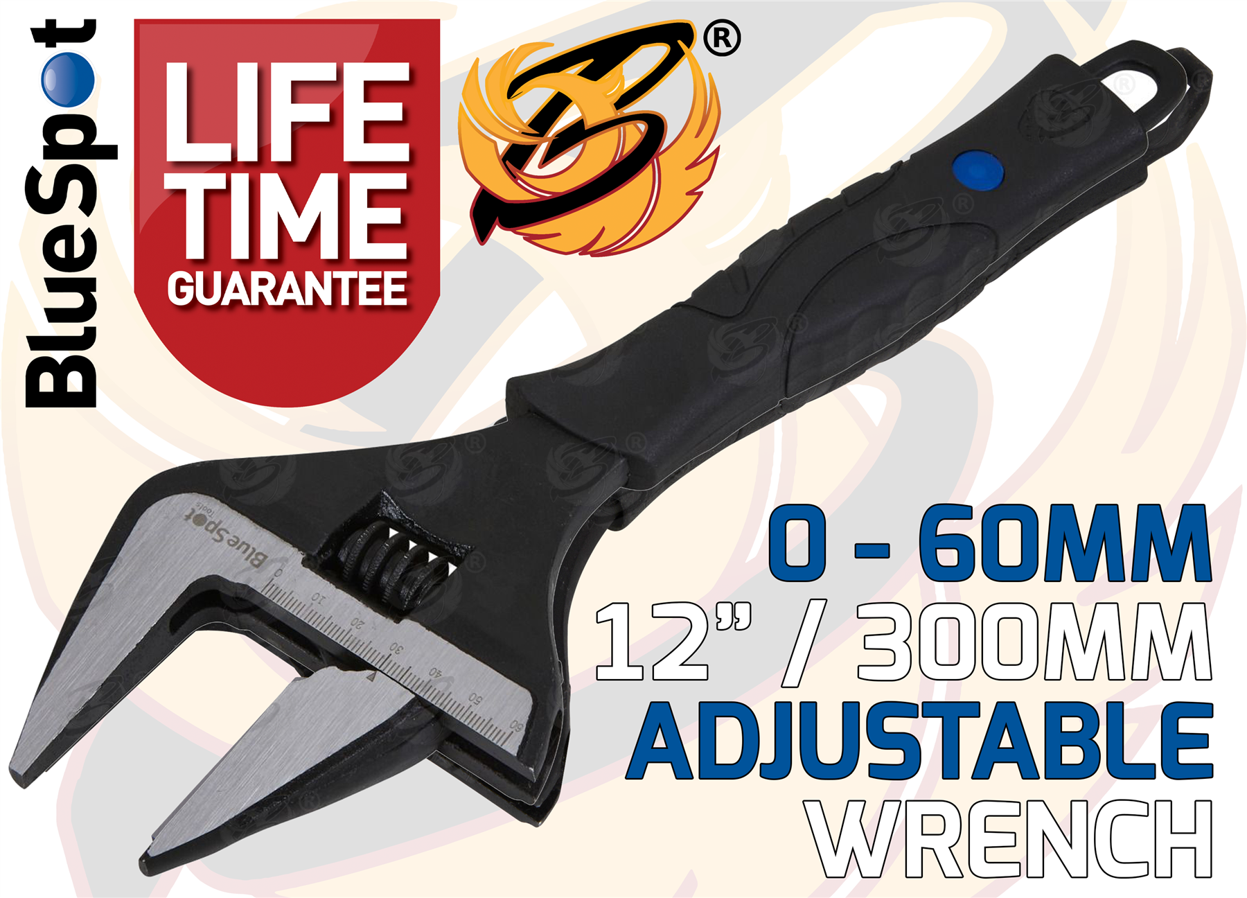 BlueSpot 12" Wide Jaw Adjustable Wrench ( 0 - 60mm ) ( 06113 )