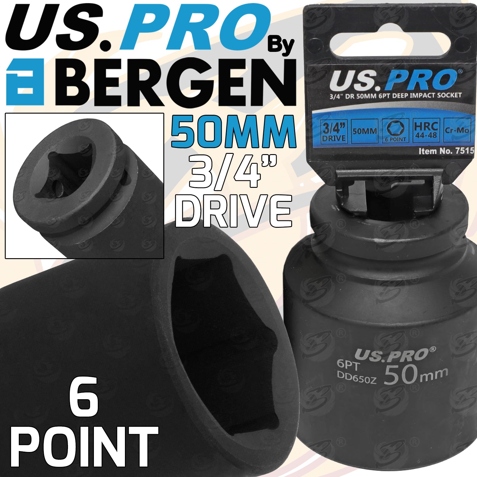 US PRO 50MM 3/4" DRIVE 6 POINT DEEP IMPACT SOCKET ( SINGLE )