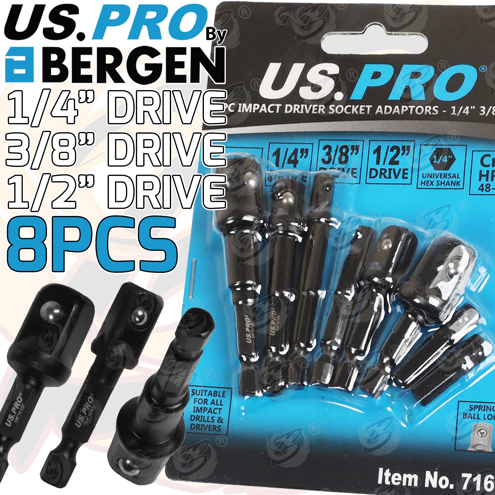 US PRO 8PCS IMPACT DRILL ADAPTER