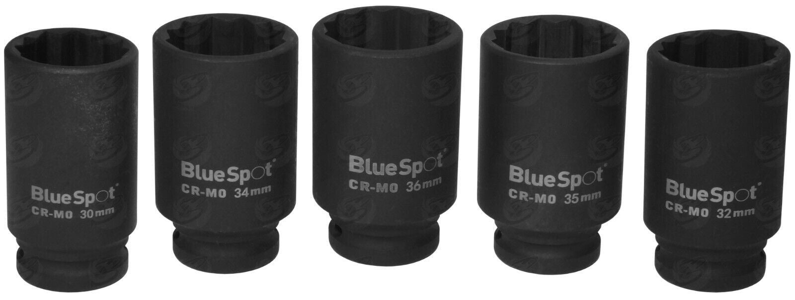 BlueSpot 5 Piece 1/2" Drive 12 Point Deep Impact Sockets 30mm - 36mm 01552