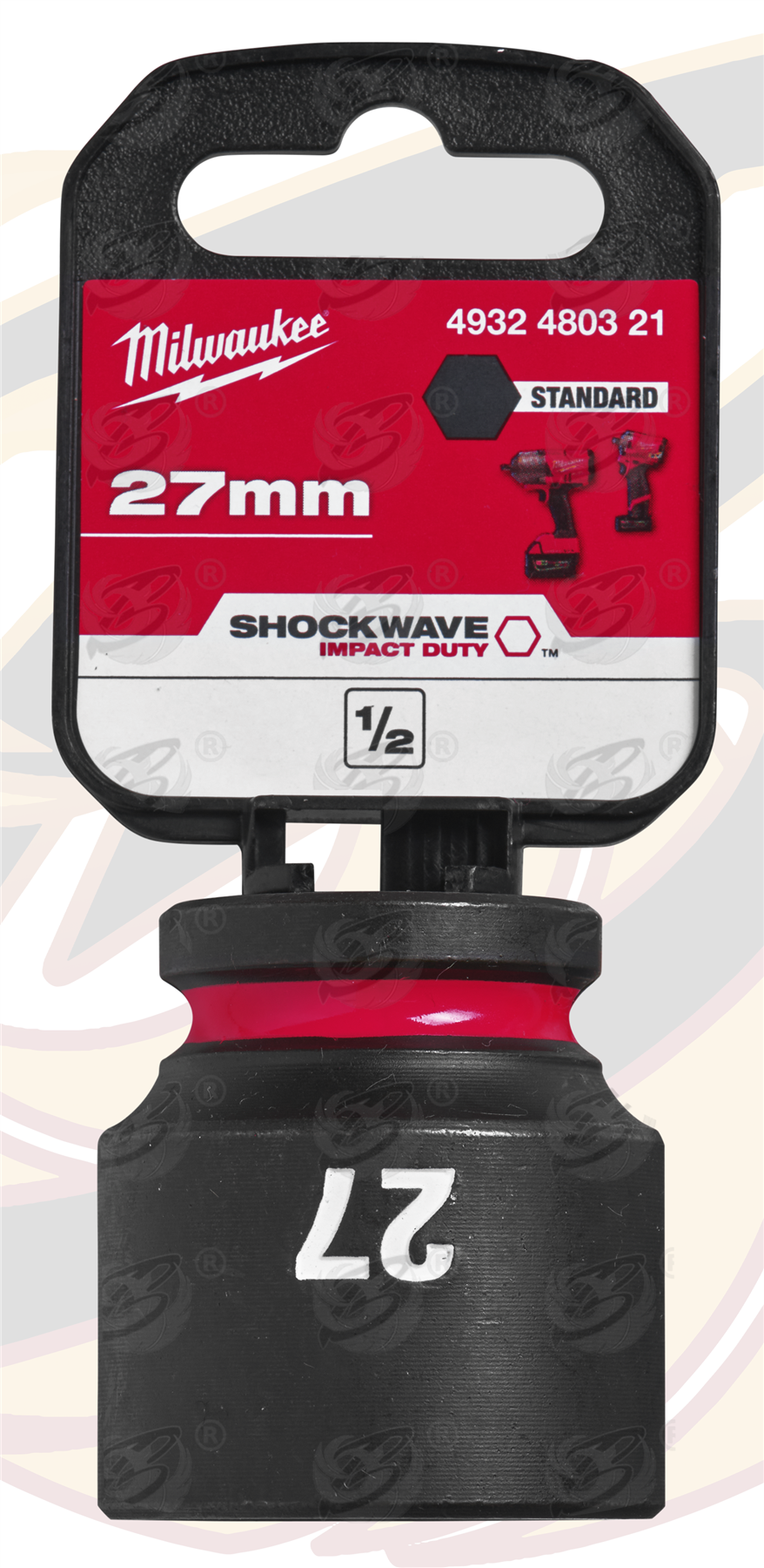 Milwaukee 27mm 1/2" Drive 6 Point Shallow Impact Socket ( Single ) ( 4932480321 )