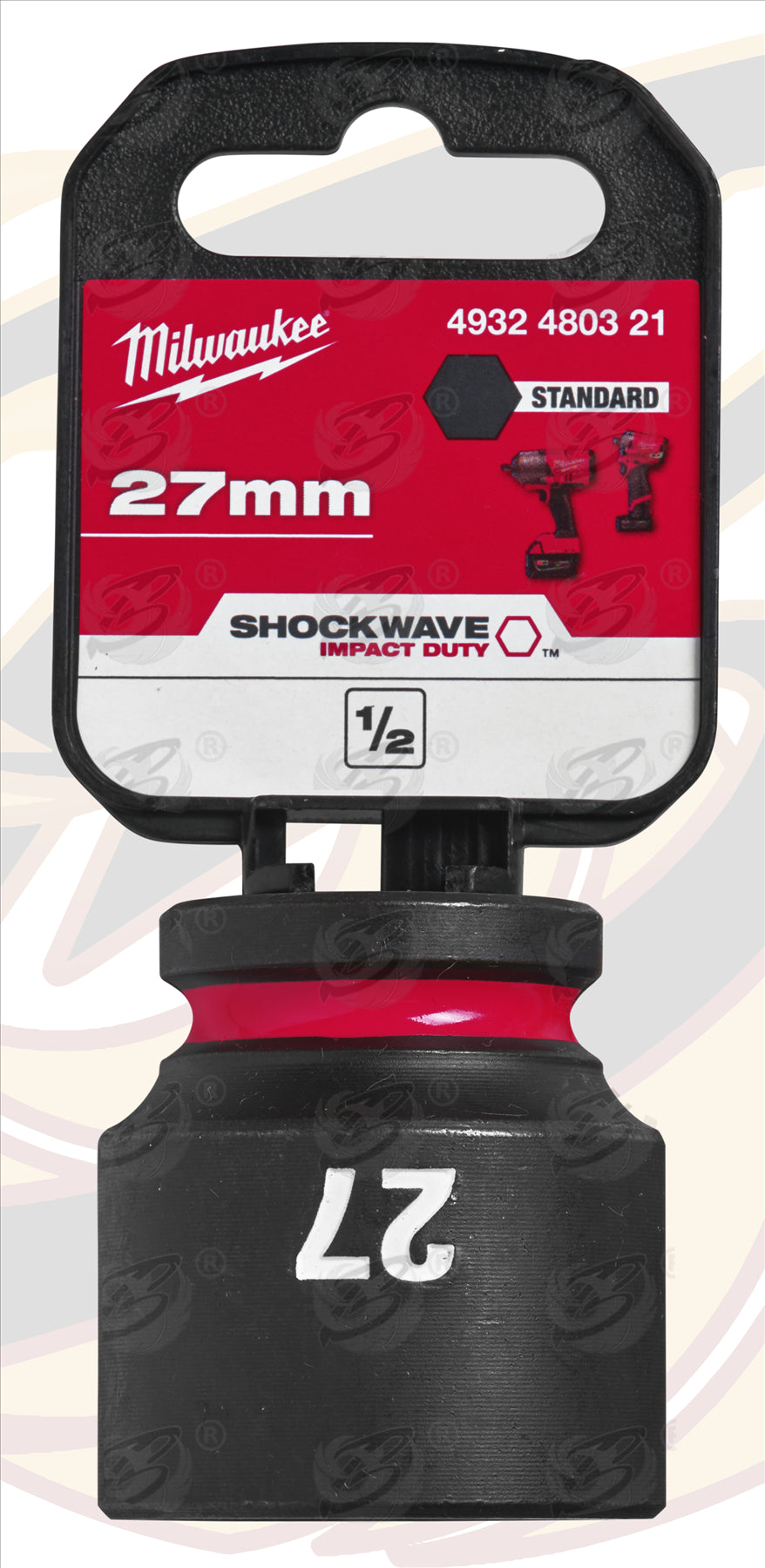MILWAUKEE 27MM 1/2" DRIVE 6 POINT SHALLOW IMPACT SOCKET ( SINGLE )