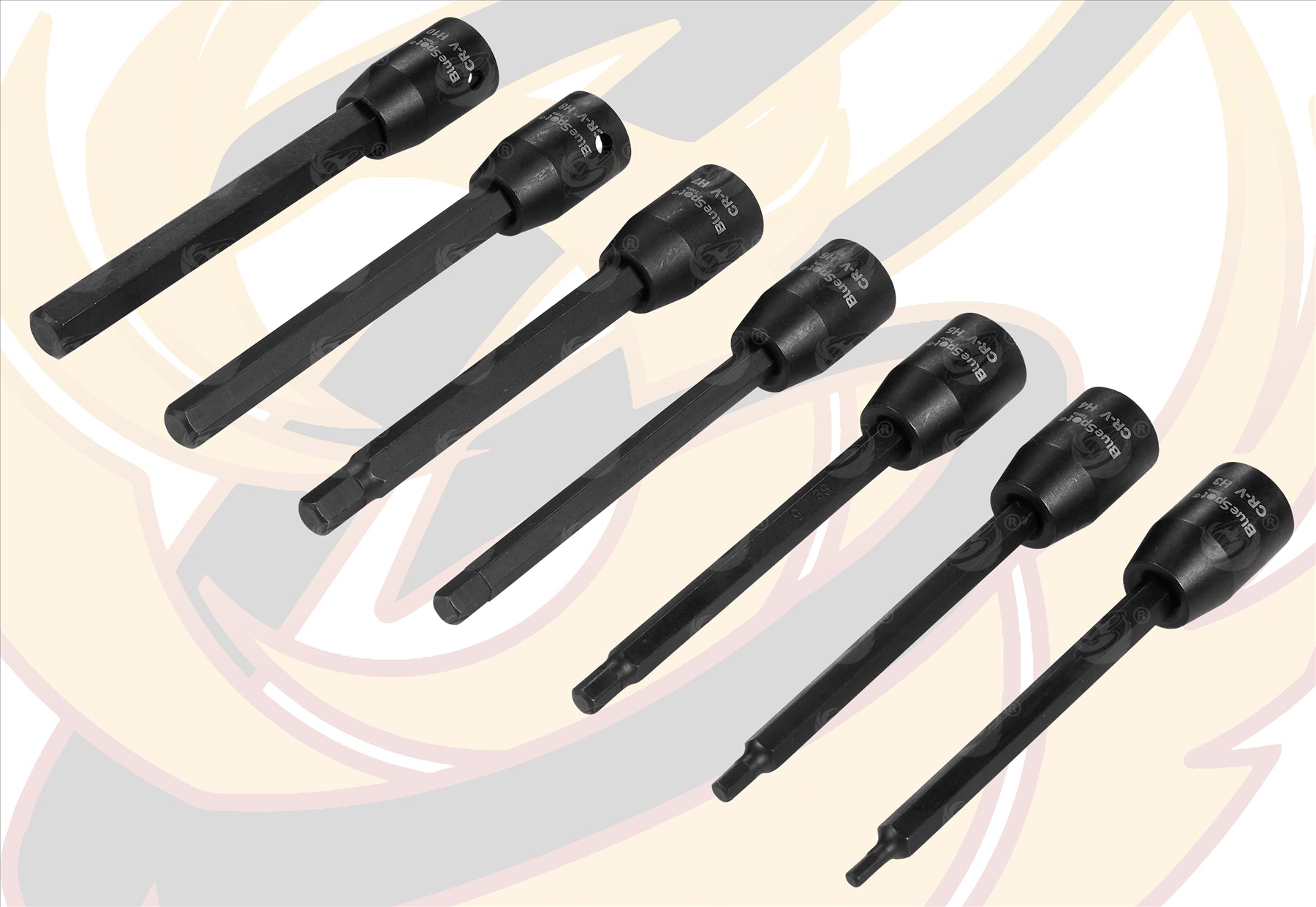 BLUESPOT 7PCS 3/8" DRIVE EXTRA LONG IMPACT HEX BIT SOCKETS H3 - H10