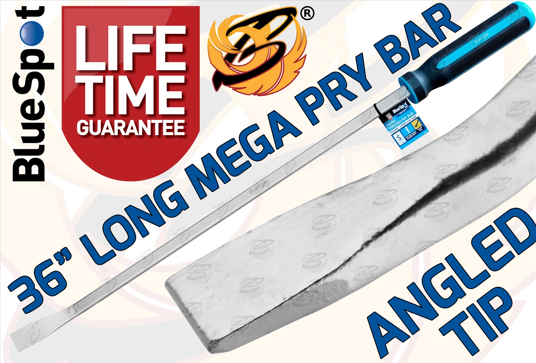 BLUESPOT 36" EXTRA LONG ANGLED GO - THROUGH PRY BAR