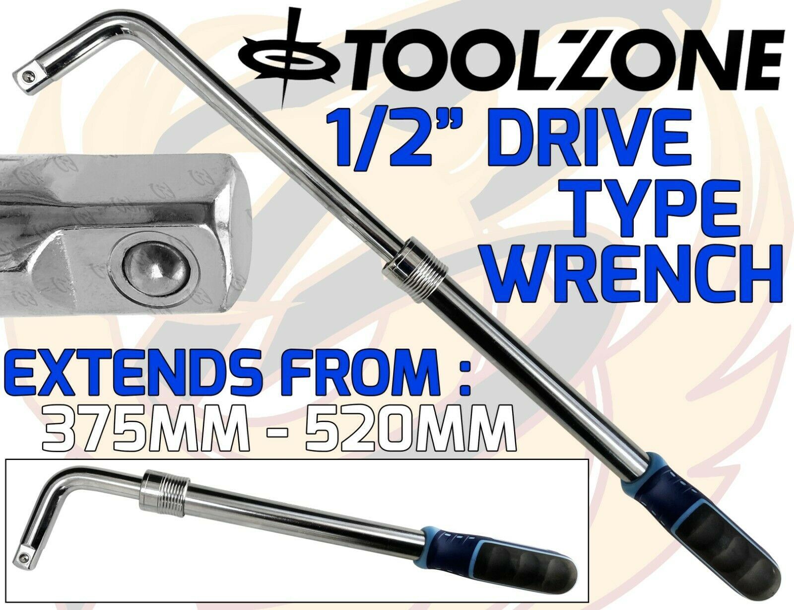 TOOLZONE 1/2" DRIVE EXTENDABLE TYRE WRENCH 17MM - 23MM