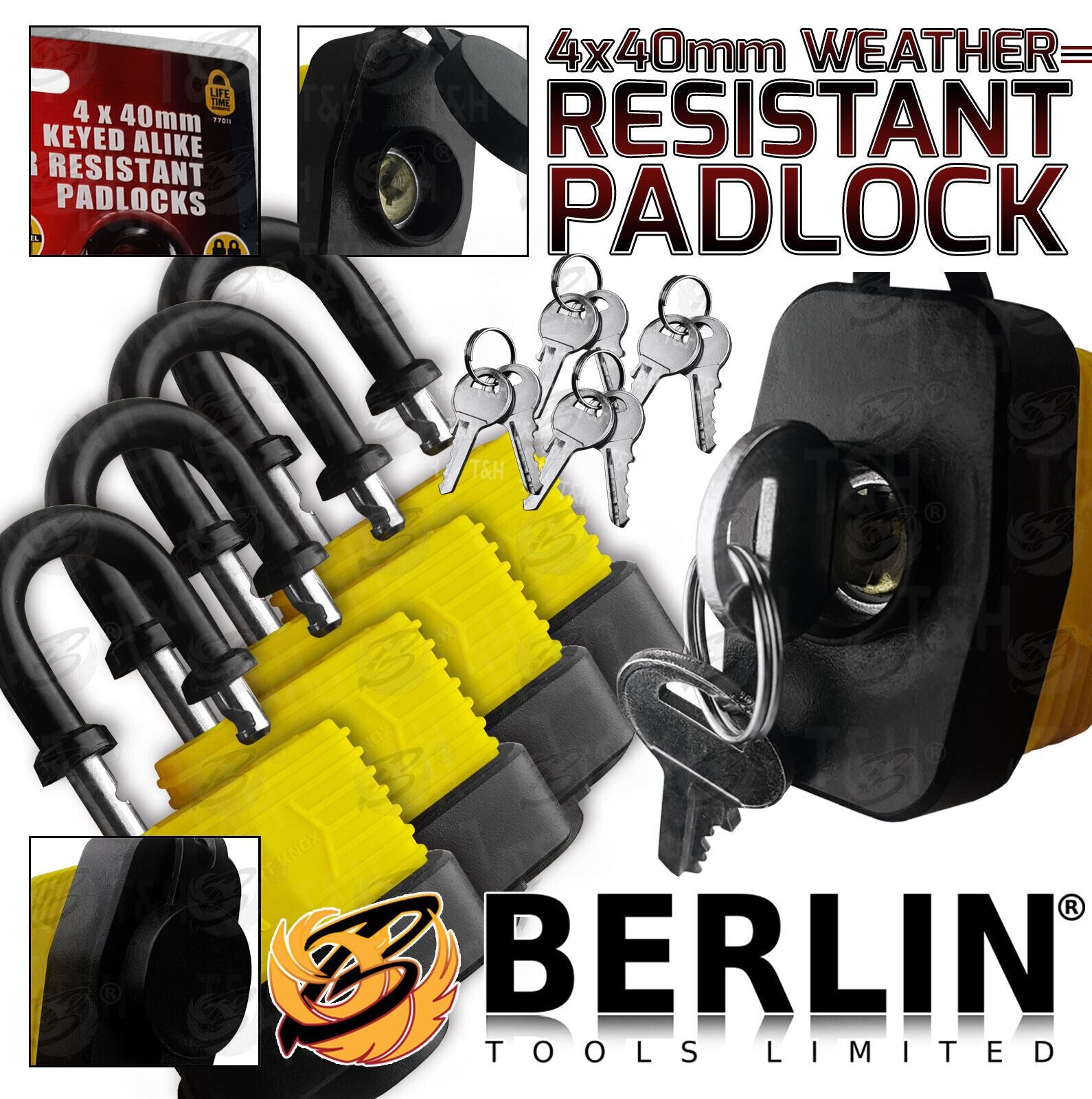 BLUESPOT 4 x 40MM WEATHER RESISTANT PADLOCKS