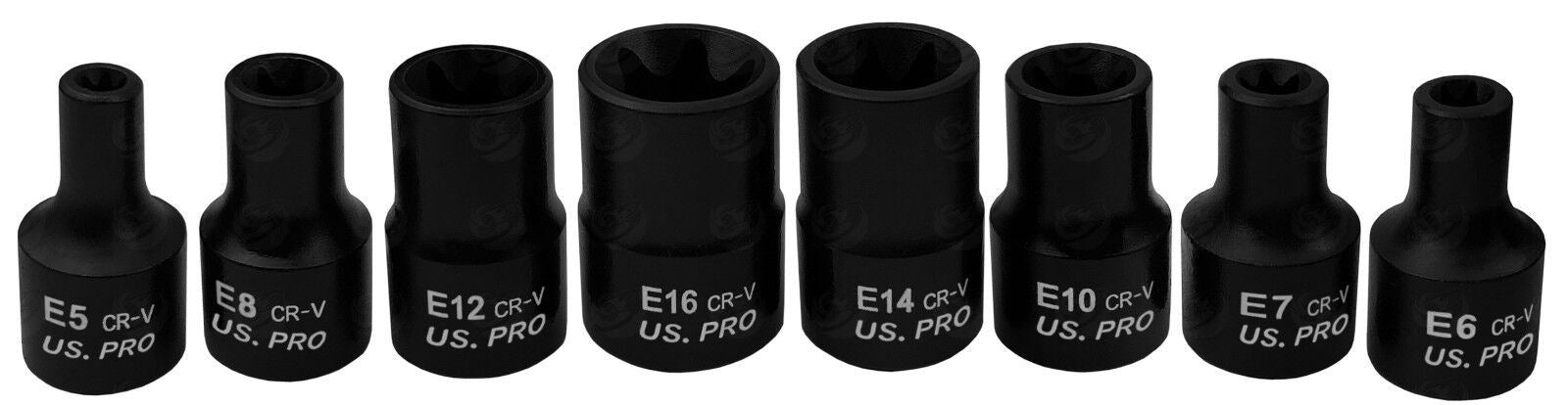 US PRO 17PCS 3/8" & 1/2" DR IMPACT E - TORX SOCKETS E5 - E24