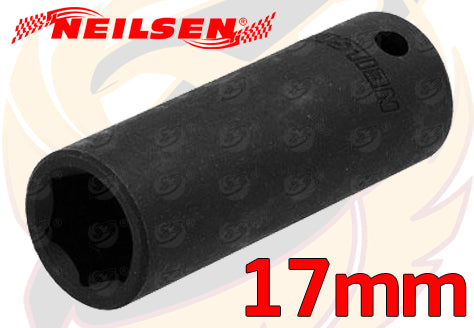 NEILSEN 3PCS 1/2" DRIVE 6 POINT DEEP IMPACT SOCKETS 17MM - 19MM - 21MM