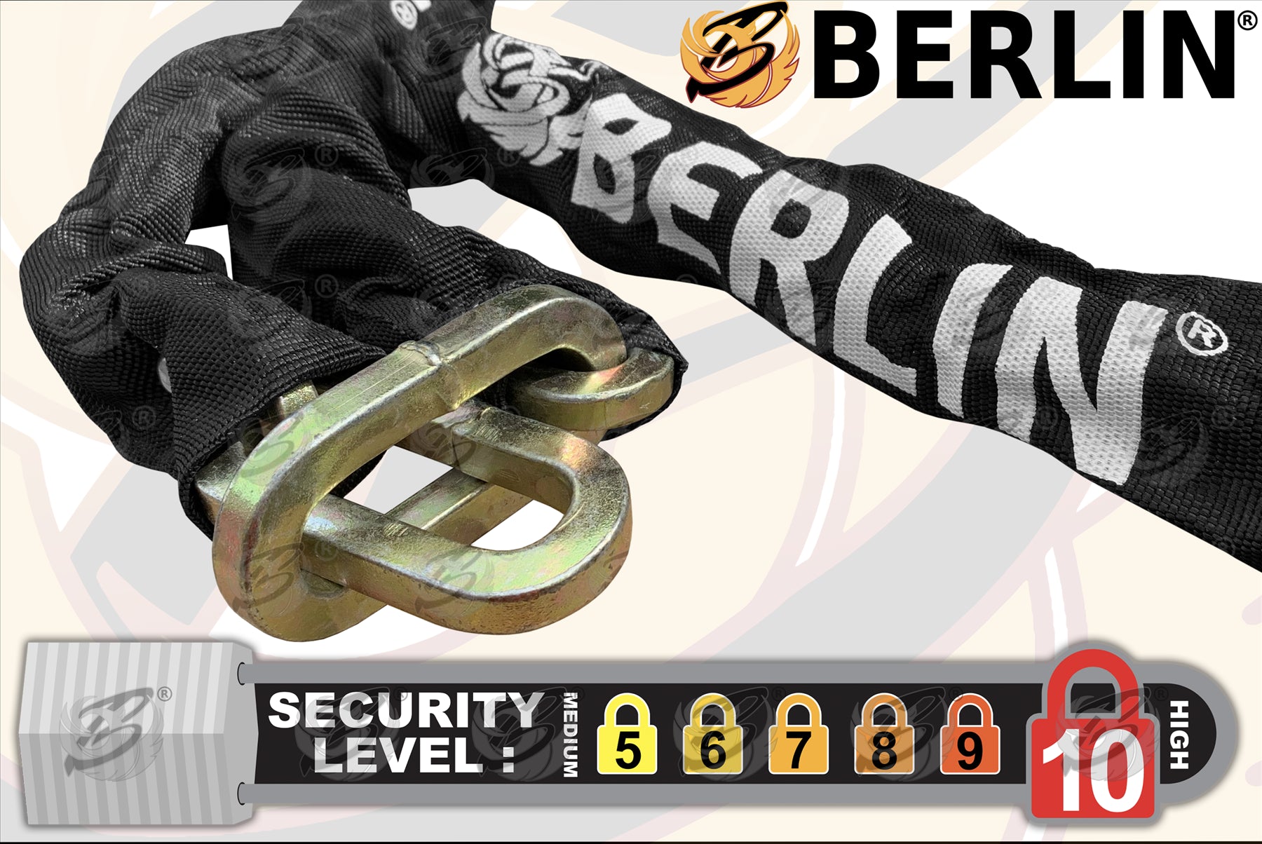 BERLIN 6FT LONG 10MM LINKS SECURITY CHAIN