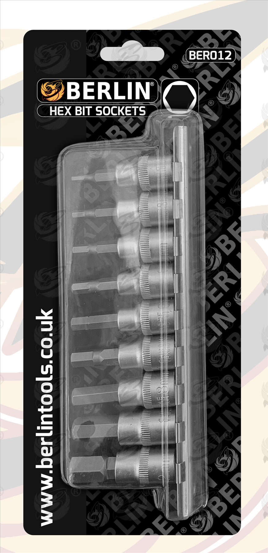 BERLIN 28PCS 1/4" & 3/8" DRIVE HEX - TORX - SPLINE BIT SOCKETS