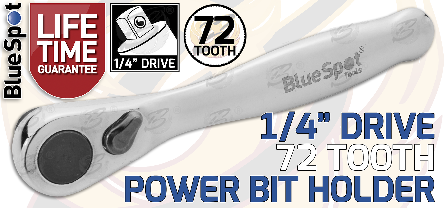 BlueSpot Mini 1/4" Drive 72 Tooth Power Bit Holder ( Ratchet Handle ) ( 02030 )
