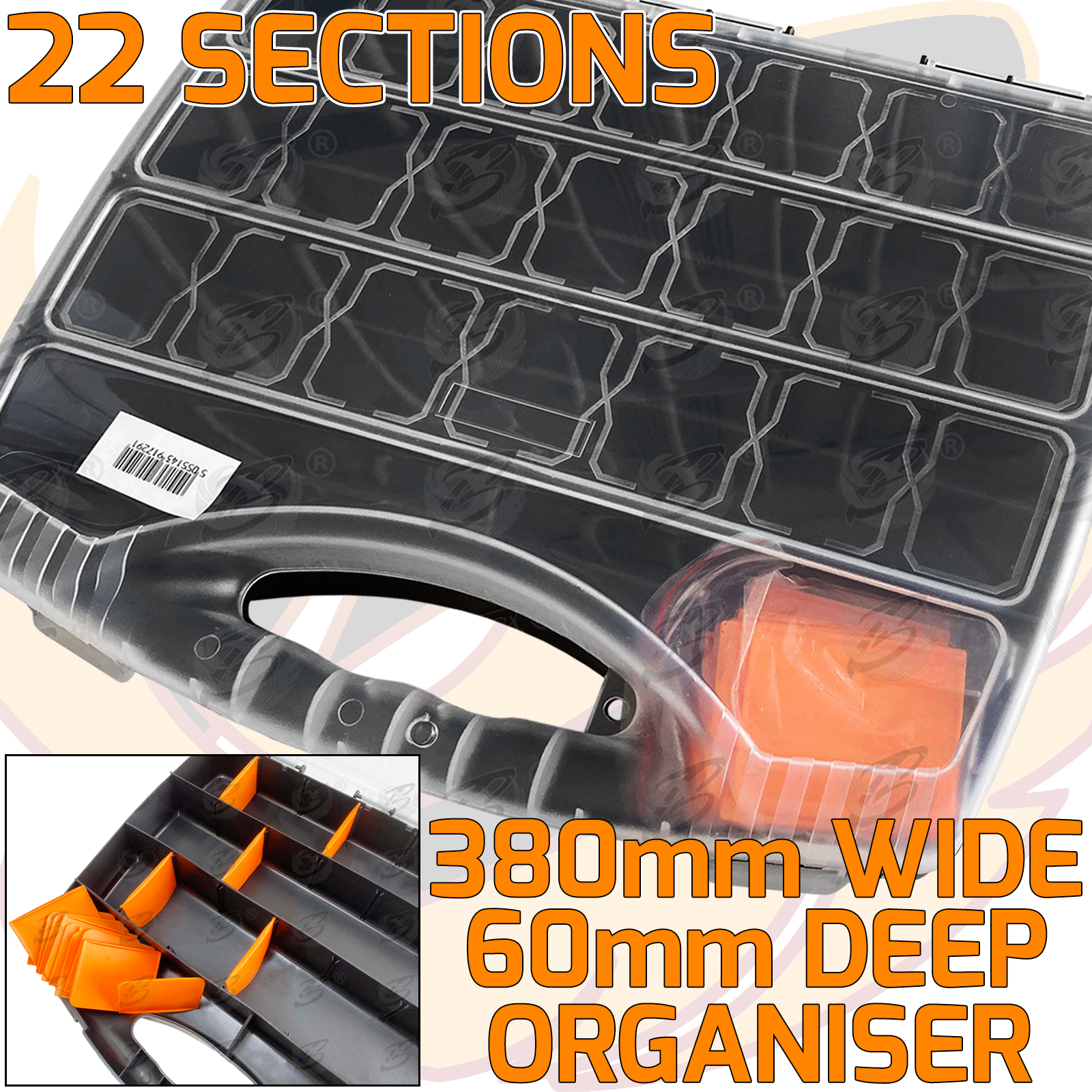 Toolzone Diy Organiser 22 Compartments ( 380mm Wide ) ( TB091 ( 380mm ) )