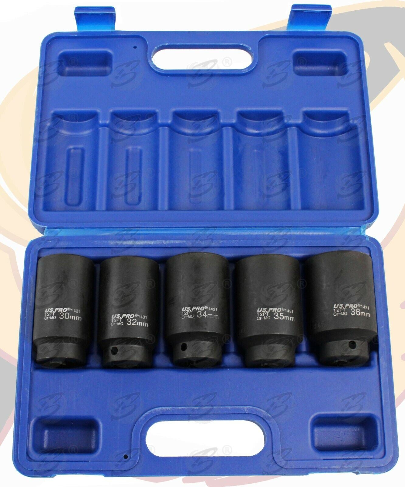 US PRO 5PCS 1/2" DRIVE 12 POINT DEEP IMPACT SOCKETS 30MM - 36MM