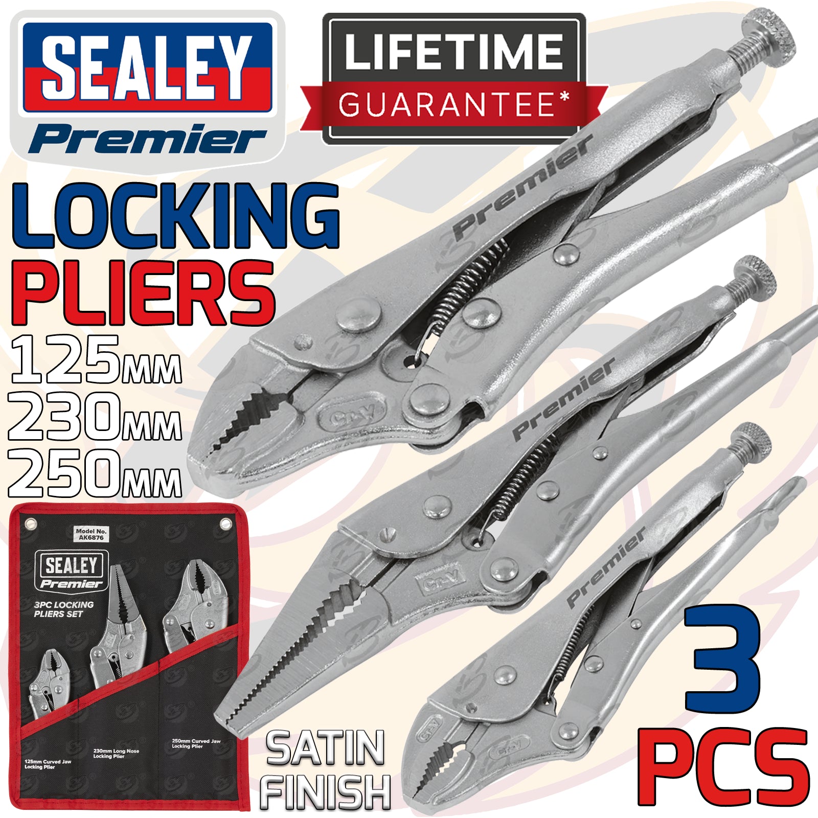 SEALEY 3PCS LOCKING PLIER SET