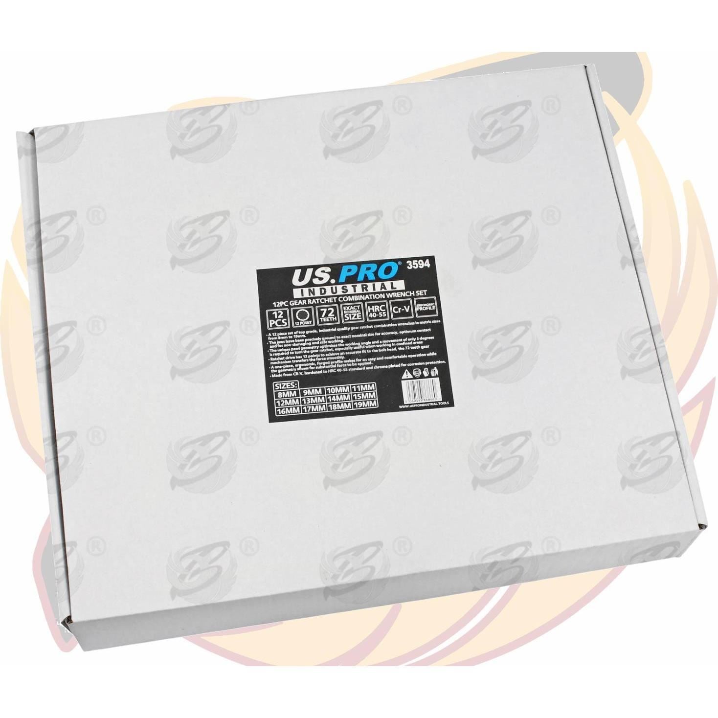 US PRO 12PCS COMBINATION RATCHET SPANNER SET 8MM - 19MM