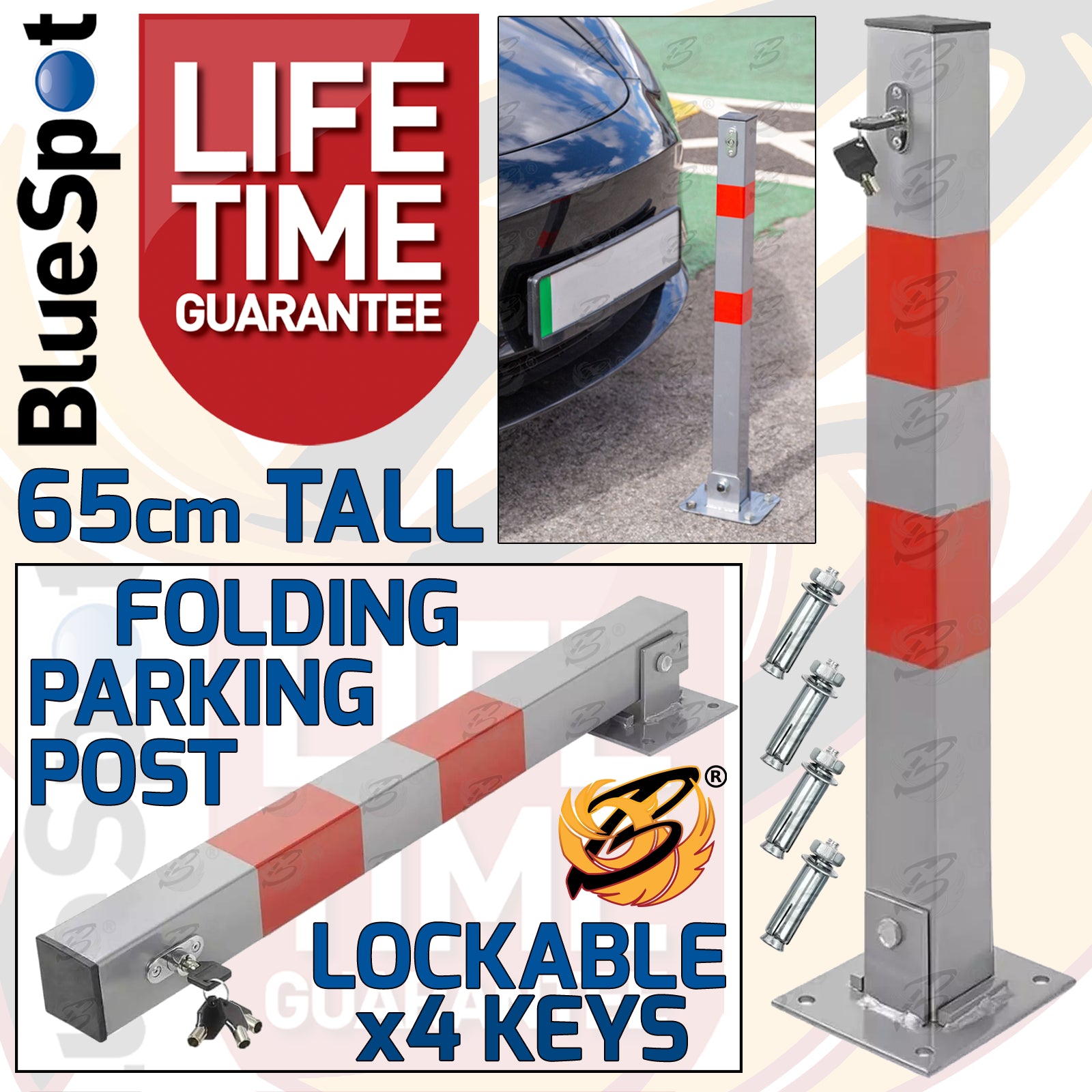 BLUESPOT LOCKABLE FOLDING PARKING POST
