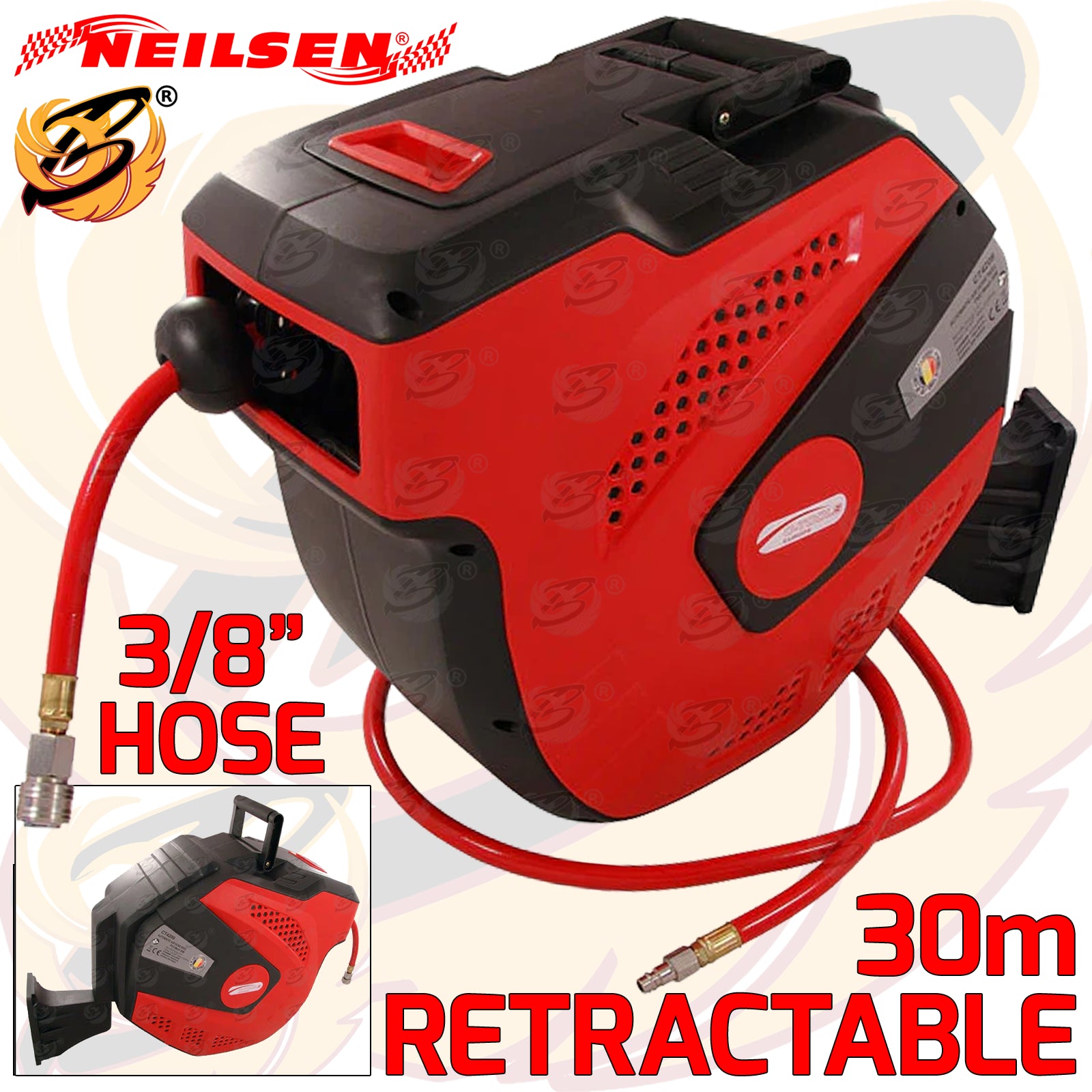 NEILSEN 30M RETRACTABLE AIR REEL - PVC MESH