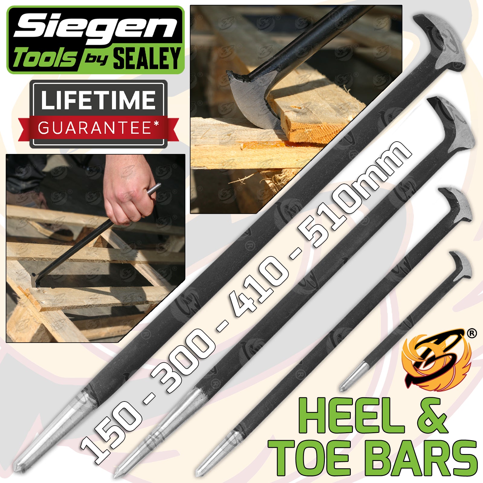 SIEGEN 4PCS HEEL & TOE PRY BARS ( PODGER BARS )