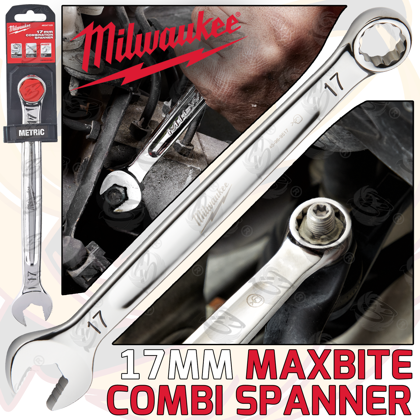 Milwaukee 17mm Maxbite Combination Spanner ( Single ) ( 4932471525 )