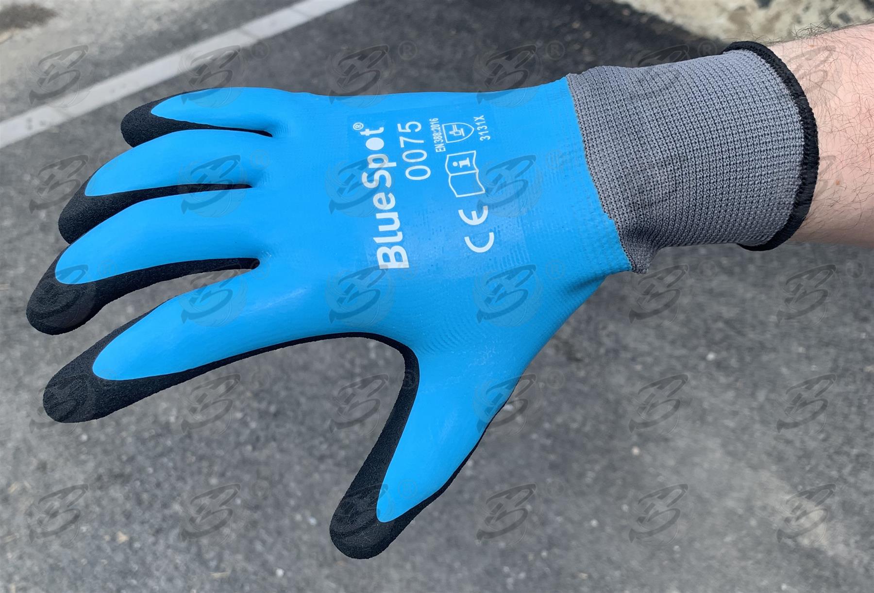 BLUESPOT LATEX WATER RESISTANT WORK GLOVES ( x 12 PAIRS ) ( L )