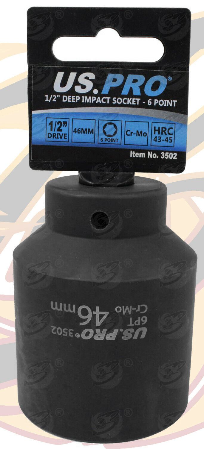 US PRO 46MM 1/2" DRIVE 6 POINT DEEP IMPACT SOCKET ( 79MM LONG ) ( SINGLE )