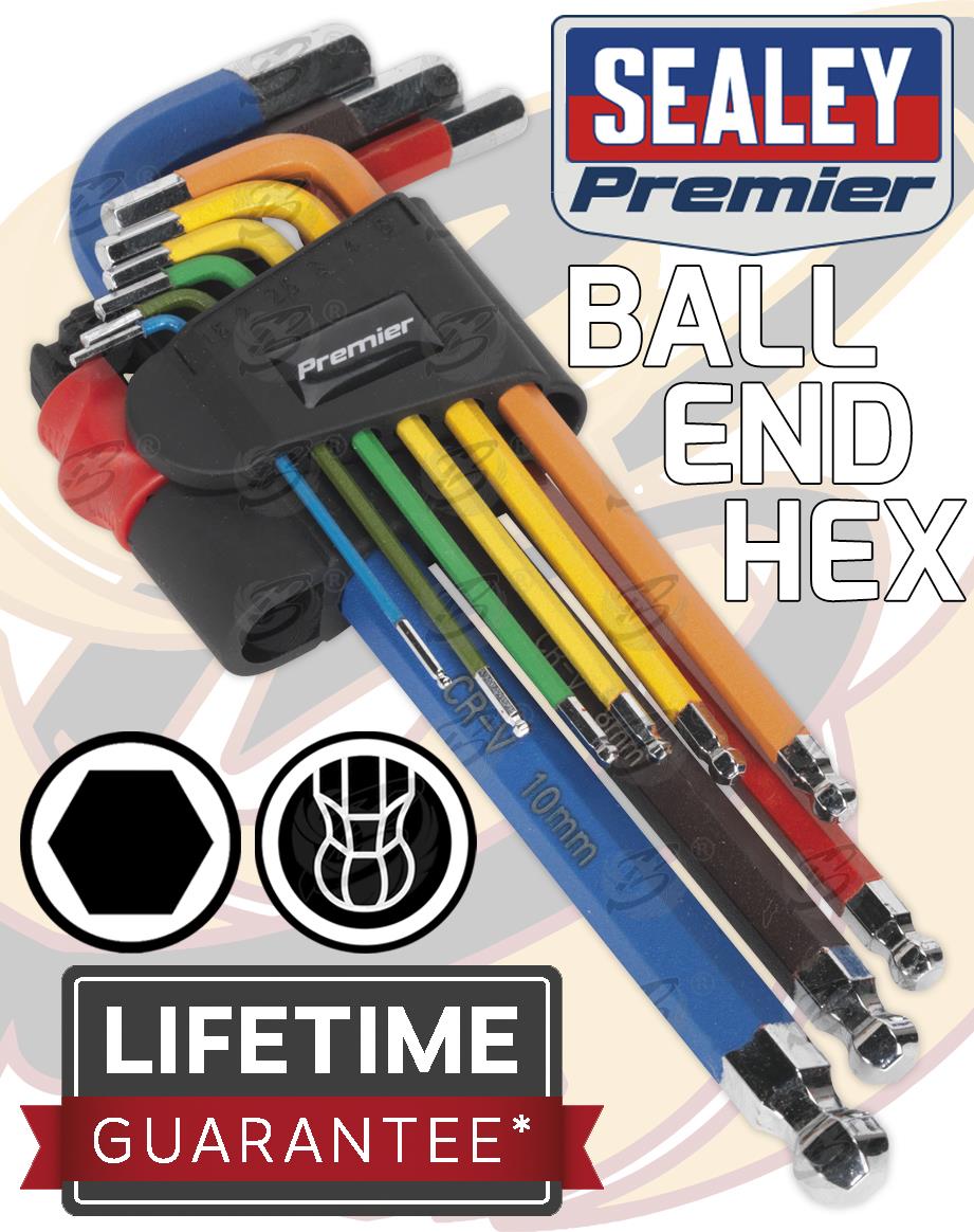 SEALEY 9PCS BALL ENDED HEX KEYS H1.5 - H10