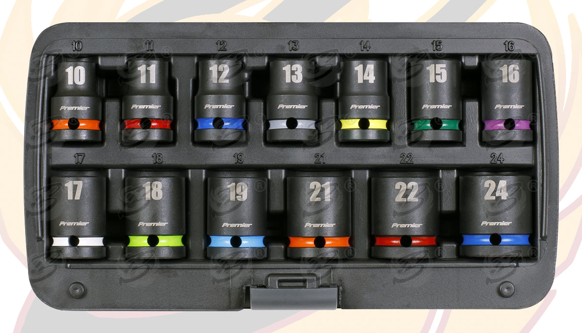 SEALEY 29PCS 1/2" DRIVE 6 POINT DEEP & SHALLOW IMPACT SOCKETS 10MM - 32MM