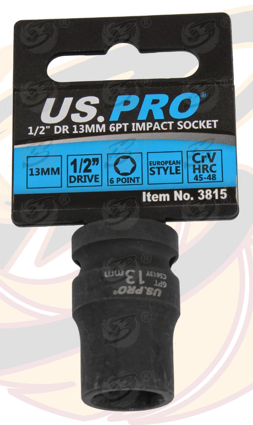 US PRO 13MM 1/2" DRIVE 6 POINT SHALLOW IMPACT SOCKET ( SINGLE )