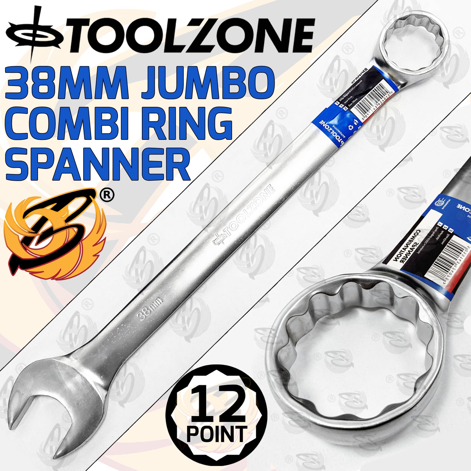 TOOLZONE 38MM JUMBO COMBINATION SPANNER ( SINGLE )