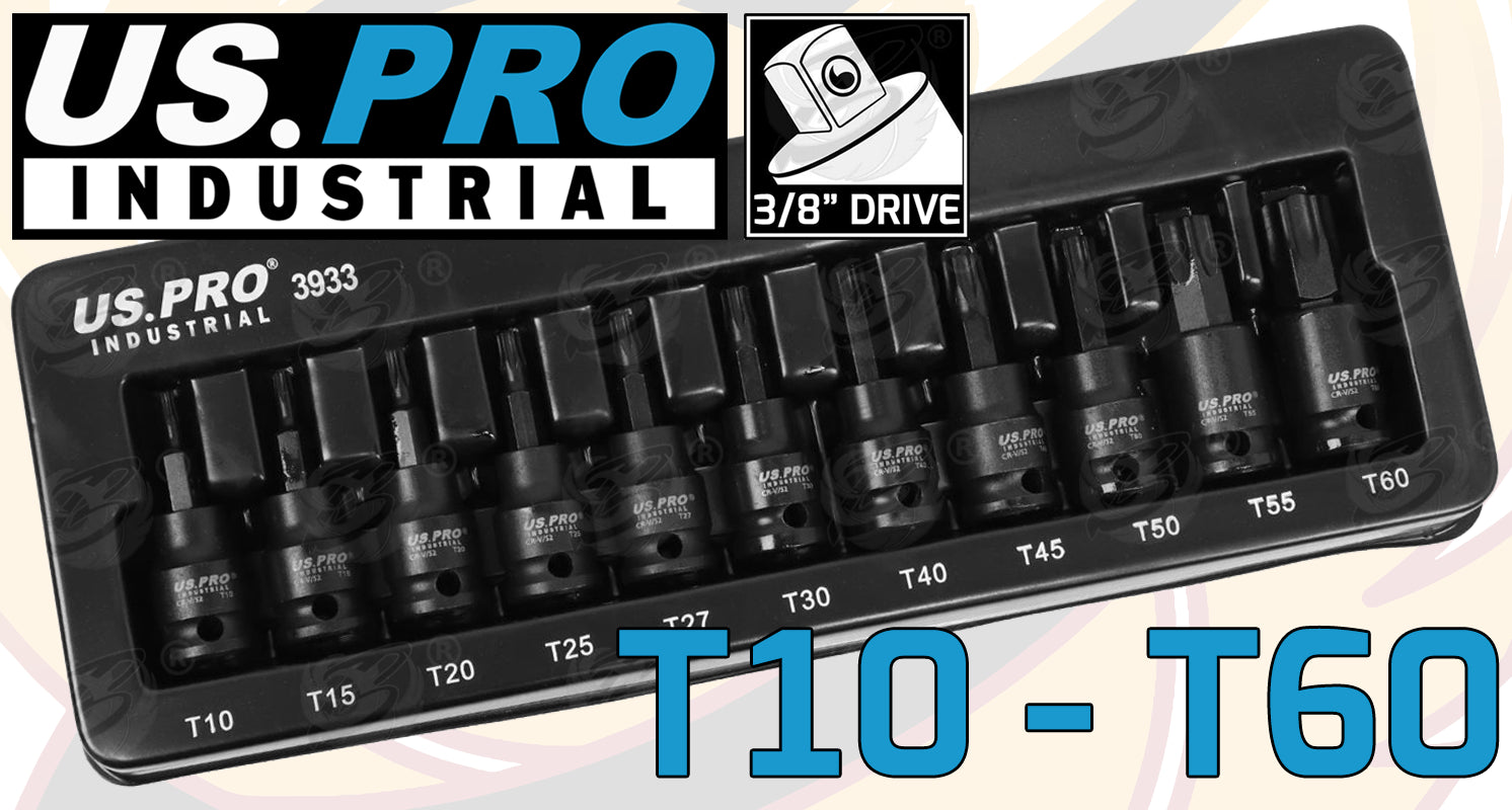 US PRO 31PCS 3/8" DRIVE IMPACT HEX - TORX - SPLINE BIT SOCKETS