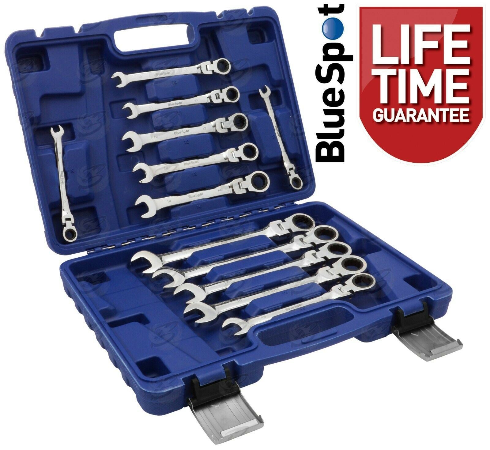 BLUESPOT 12PCS COMBINATION FLEXIBLE RATCHET SPANNER SET 8MM - 19MM