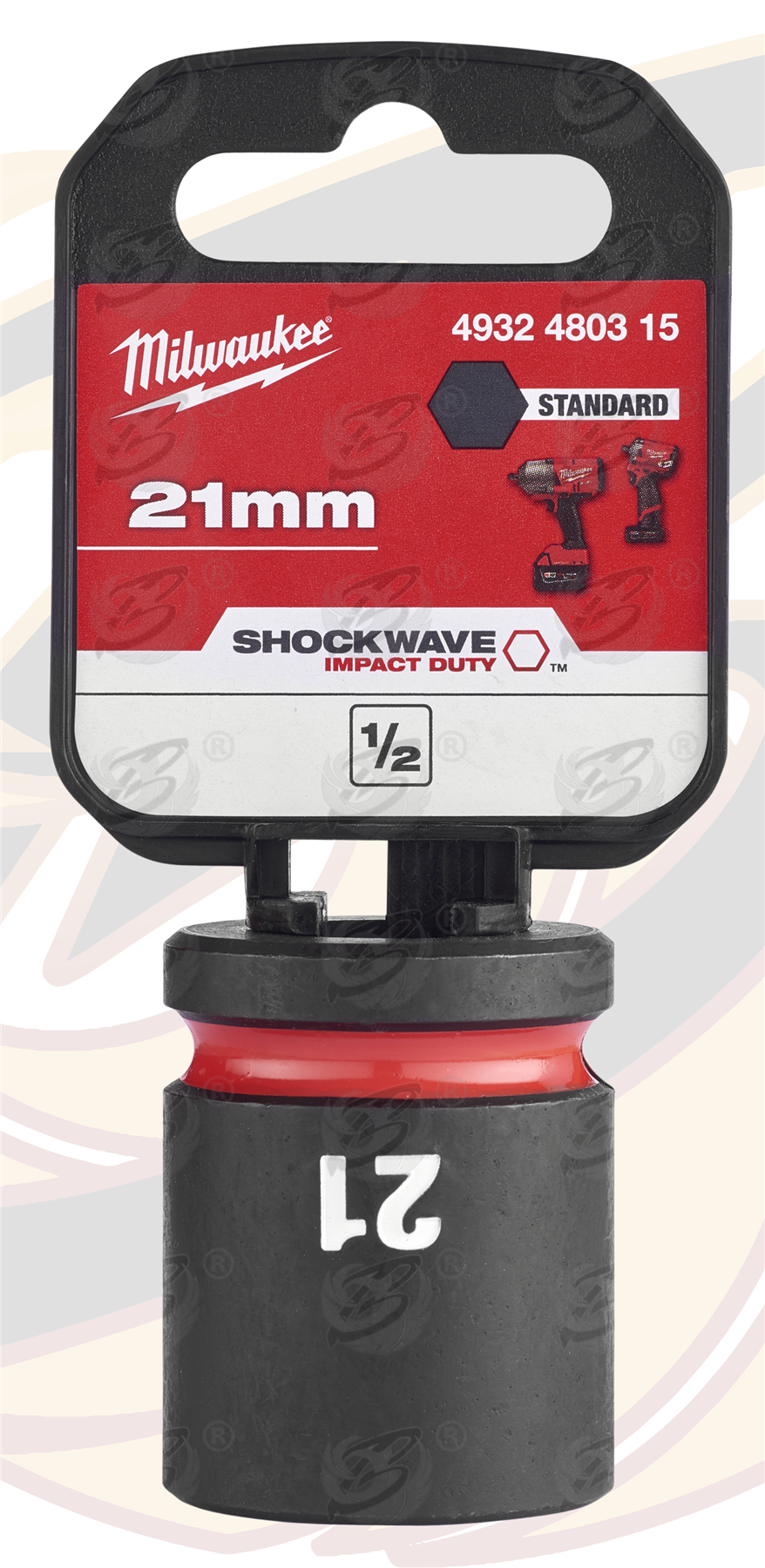 Milwaukee 21mm 1/2" Drive 6 Point Shallow Impact Socket ( 4932480315 )