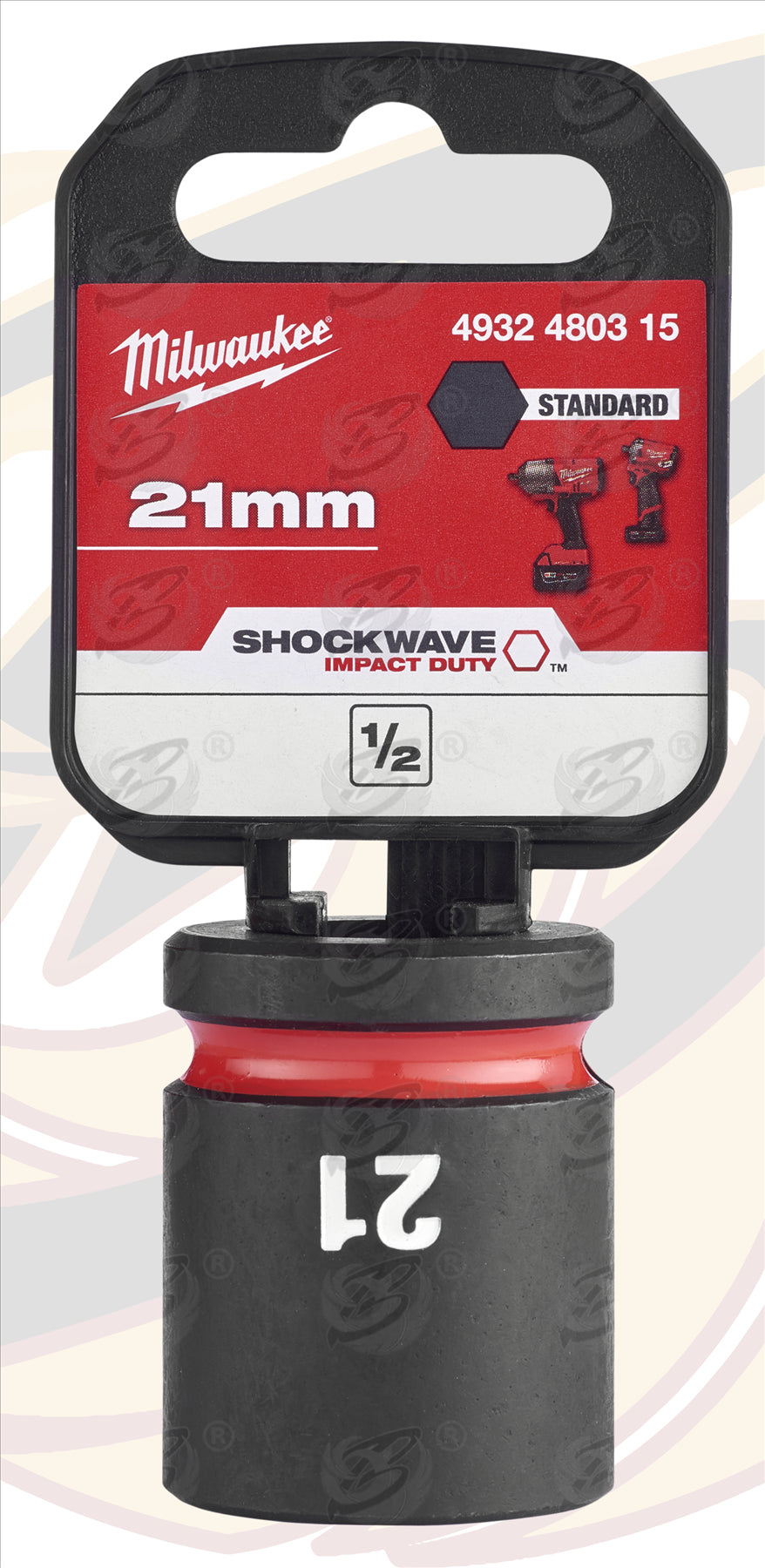 MILWAUKEE 21MM 1/2" DRIVE 6 POINT SHALLOW IMPACT SOCKET ( SINGLE )