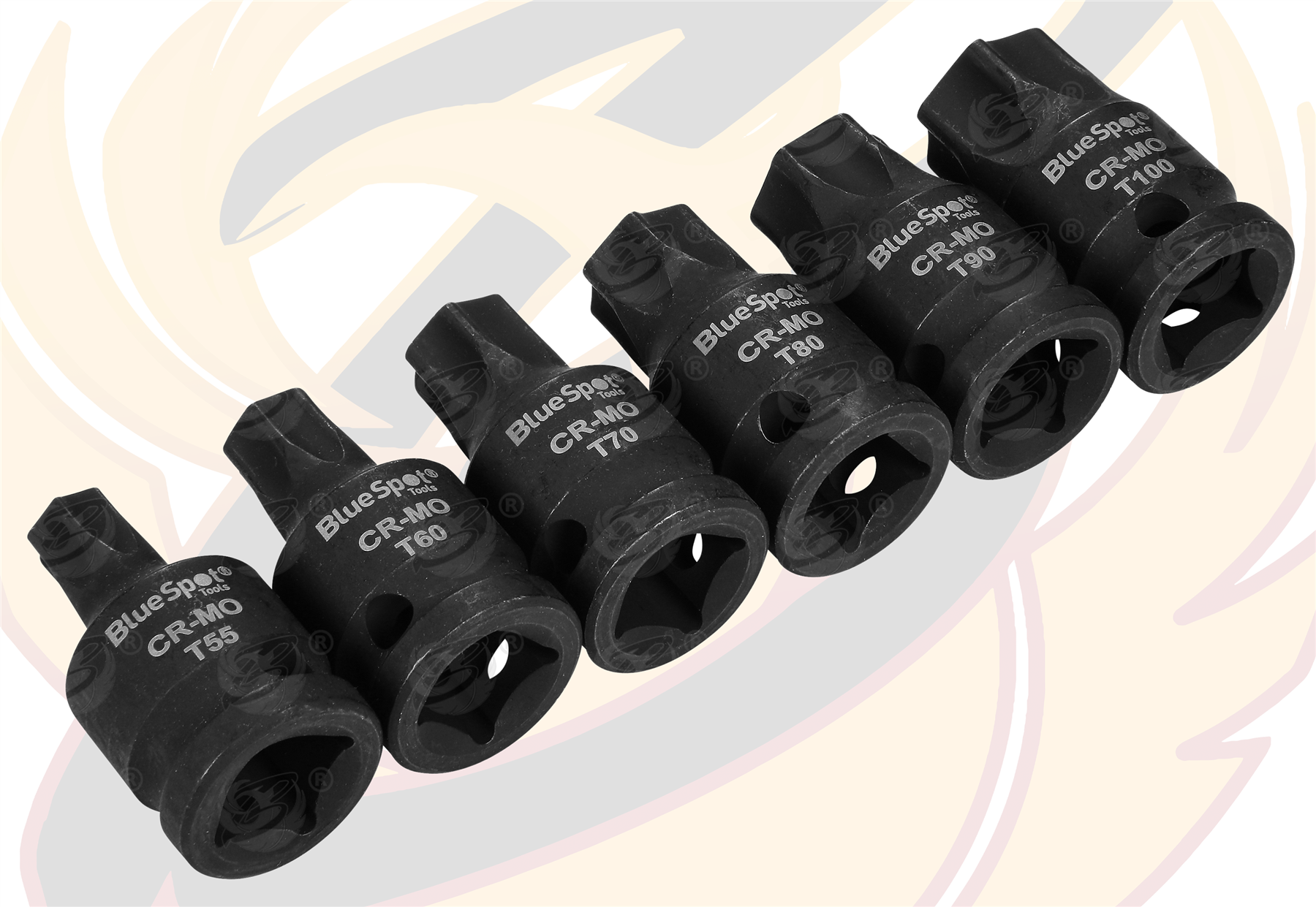 BlueSpot 6 Piece 1/2" Drive Impact Torx Bit Sockets T55 - T100 ( 01598 )