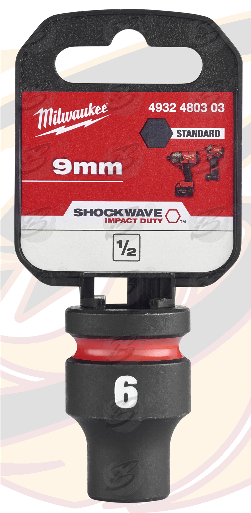 Milwaukee 9mm 1/2" Drive 6 Point Shallow Impact Socket ( Single ) ( 4932480303 )