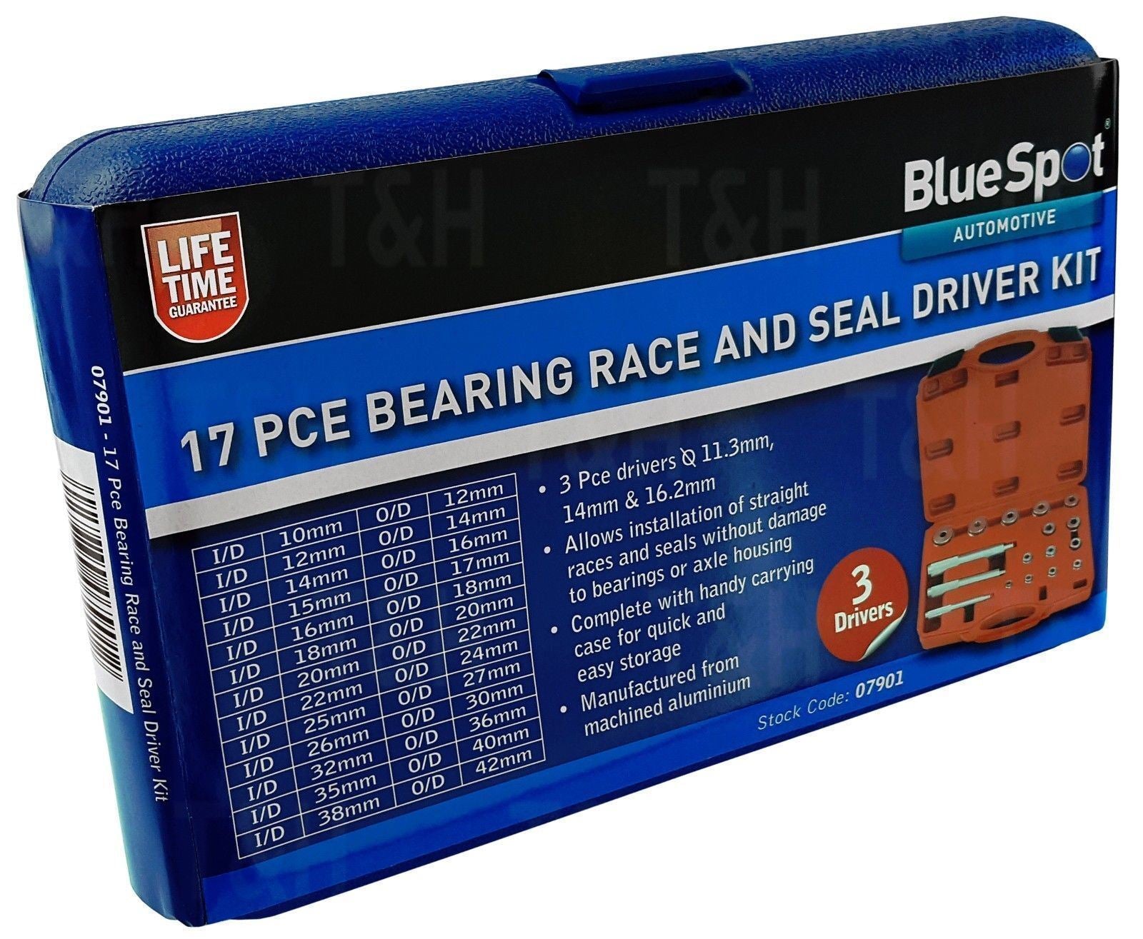 BlueSpot 17 Piece Aluminium Bearing Race & Seal Driver Kit 07901